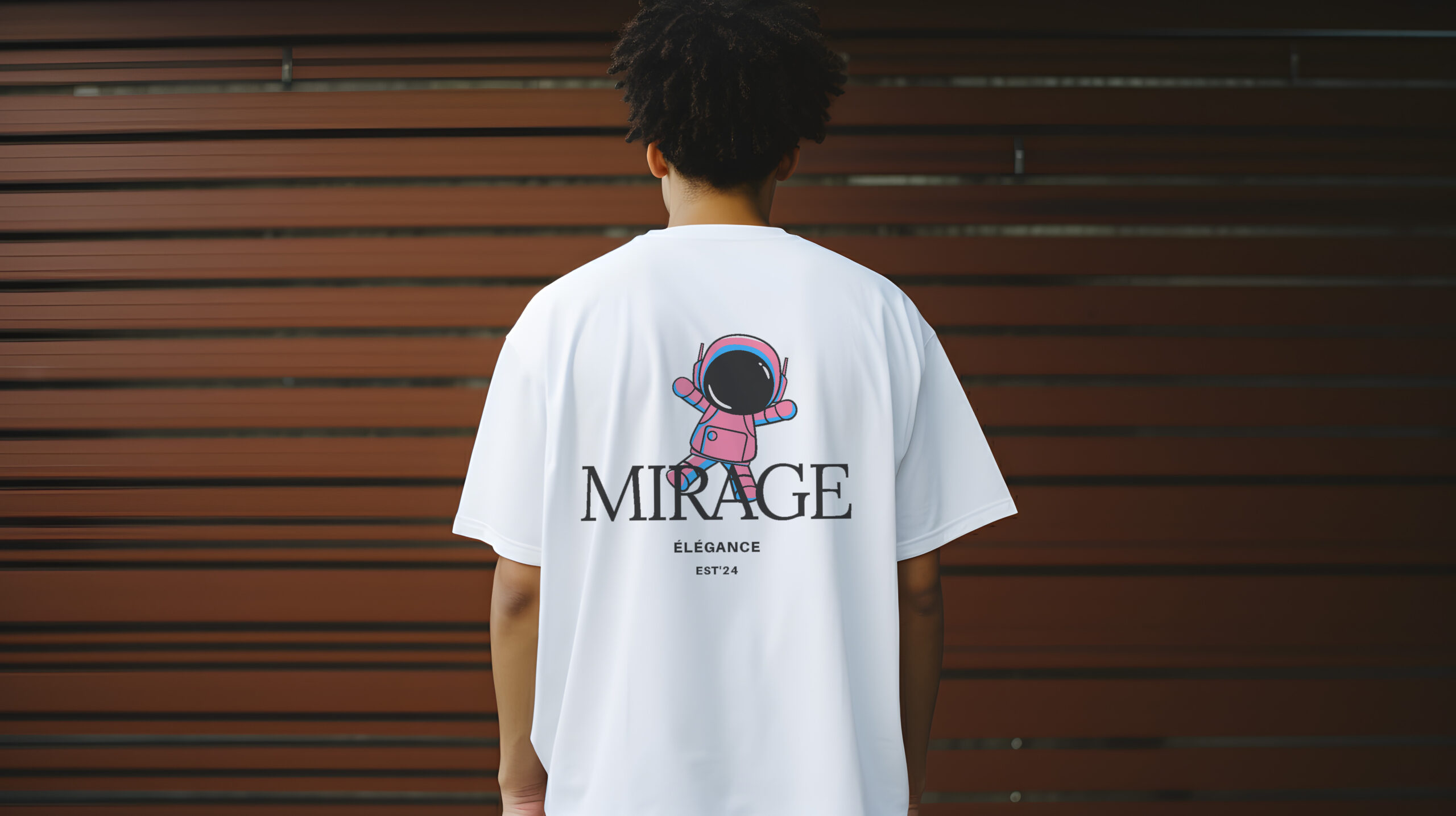 Man in Plain White T-shirt from Behind with Urban Background Mod